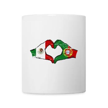 Mexique Portugal Drapeau Mains Coeur Forme Utilisé - Mug blanc - blanc - Devant