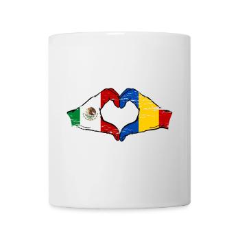 Mexique Roumanie Drapeau Mains Coeur Forme Utilisé - Mug blanc - blanc - Devant