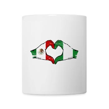 Mexique Nigeria Drapeau Mains Coeur Forme Utilisé - Mug blanc - blanc - Devant