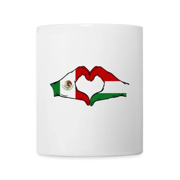 Mexico Hungary Flag Hands Heart Shape - Mug - white - Front