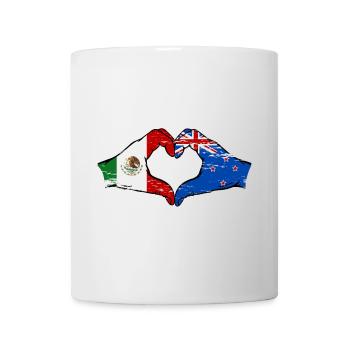 Mexico New Zealand flag hands heart shape used - Mug - white - Front