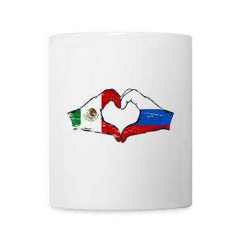 Mexique Russie Drapeau Mains Coeur Forme Utilisé - Mug blanc - blanc - Devant