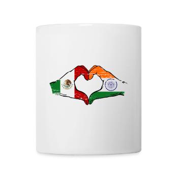 Mexique Inde drapeau mains forme de coeur utilisé - Mug blanc - blanc - Devant