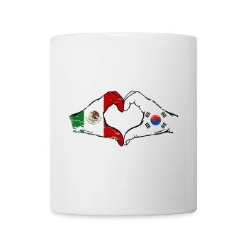 Mexique Corée drapeau mains forme de coeur utilisé - Mug blanc - blanc - Devant
