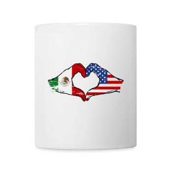 Mexico USA Flag Hands Heart Shape Used - Mug - white - Front