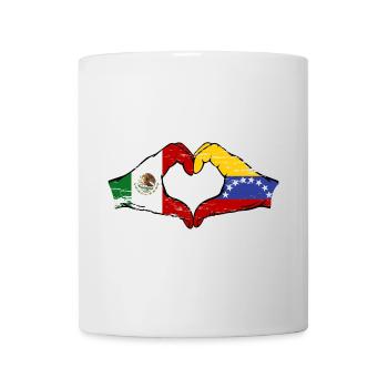 Mexico Venezuela flag hands heart shape used - Mug - white - Front
