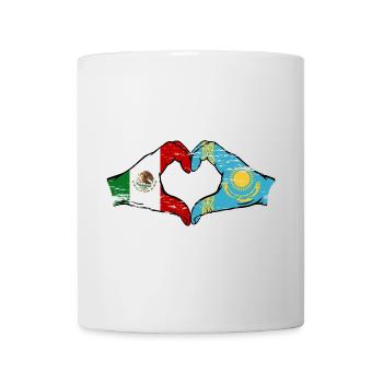 Mexique Kazakhstan Drapeau Mains Coeur Forme Utilisé - Mug blanc - blanc - Devant