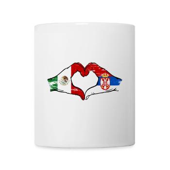 Mexique Serbie drapeau mains forme coeur utilisé - Mug blanc - blanc - Devant