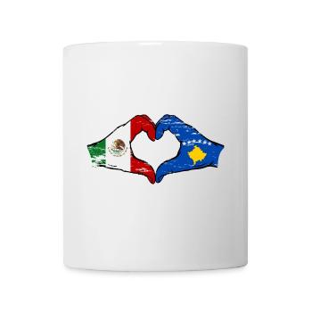 Mexique Kosovo drapeau mains forme de coeur utilisé - Mug blanc - blanc - Devant