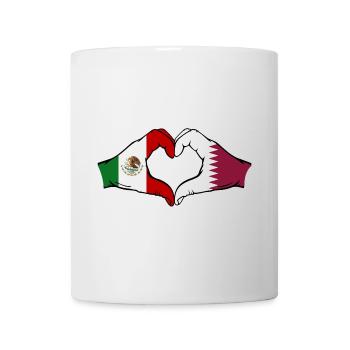 Mexiko Katar Flagge Hände Herzform - Tasse - Weiß - Vorne