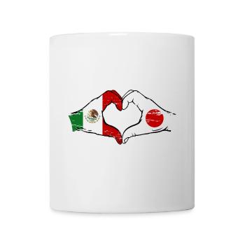 Mexique Japon drapeau mains coeur utilisé - Mug blanc - blanc - Devant