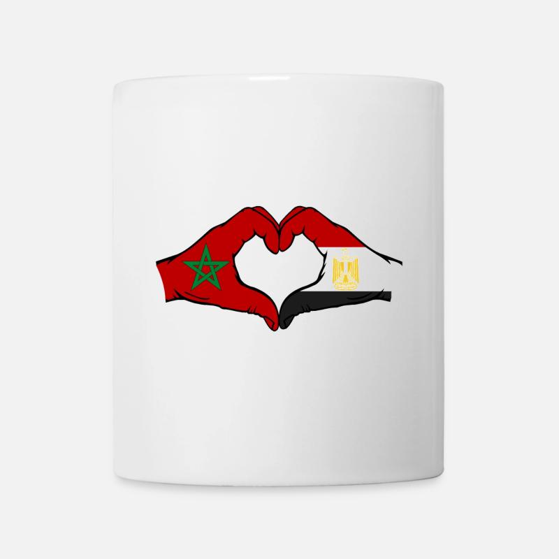 Maroc Égypte Drapeau Mains Coeur Forme - Mug blanc - blanc