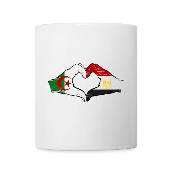 Algeria Egypt Flag Hands Heart Shape Used - Mug - white - Front