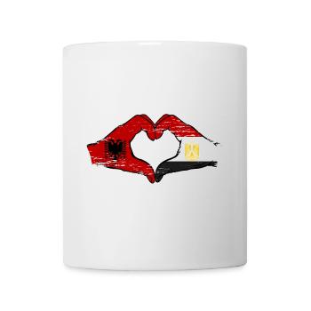Albania Egypt Flag Hands Heart Shape Used - Mug - white - Front