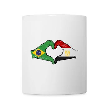 Brazil Egypt flag hands heart shape used - Mug - white - Front