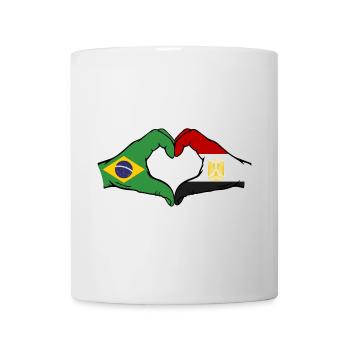 Brésil Égypte Drapeau Mains Coeur Forme - Mug blanc - blanc - Devant