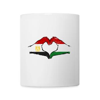 Egypte Hongrie Drapeau Mains Coeur Forme Utilisé - Mug blanc - blanc - Devant