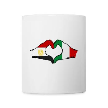 Egypt Italy Flag Hands Heart Shape - Mug - white - Front