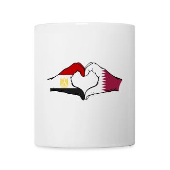 Egypt Qatar Flag Hands Heart Shape - Mug - white - Front