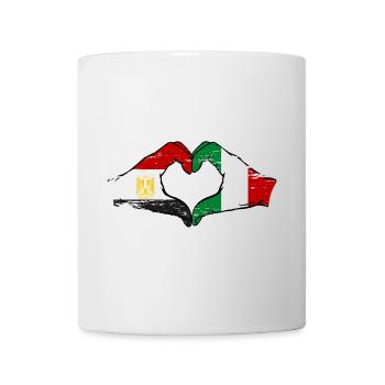 Egypt Italy Flag Hands Heart Shape Used - Mug - white - Front
