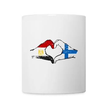 Egypte Finlande Drapeau Mains Coeur Forme Utilisé - Mug blanc - blanc - Devant