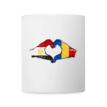 Égypte Roumanie drapeau mains forme de coeur utilisé - Mug blanc - blanc - Devant