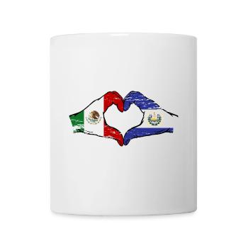 Mexico El Salvador Flag Hands Heart Shape Used - Mug - white - Front