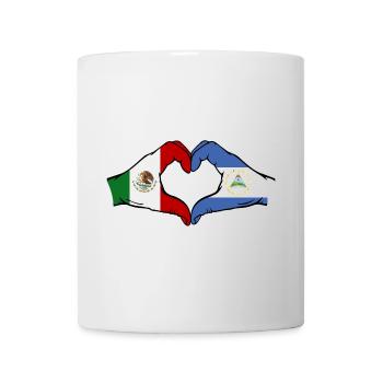 Mexico Nicaragua Flag Hands Heart Shape - Mug - white - Front