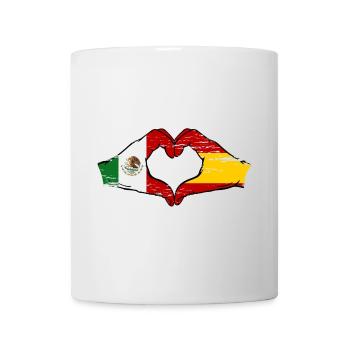 Mexique Espagne Drapeau Mains Coeur Forme Utilisé - Mug blanc - blanc - Devant