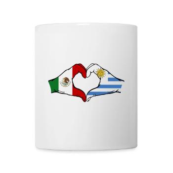Mexique Uruguay drapeau mains forme de coeur utilisé - Mug blanc - blanc - Devant
