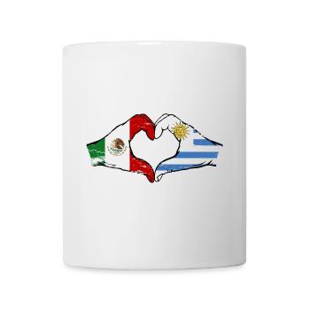 Mexique Uruguay drapeau mains forme de coeur utilisé - Mug blanc - blanc - Devant