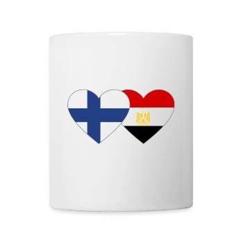 Finlande Égypte Drapeau Mains Coeur Forme - Mug blanc - blanc - Devant