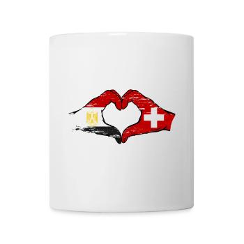 Egypte Suisse Drapeau Mains Coeur Forme Utilisé - Mug blanc - blanc - Devant