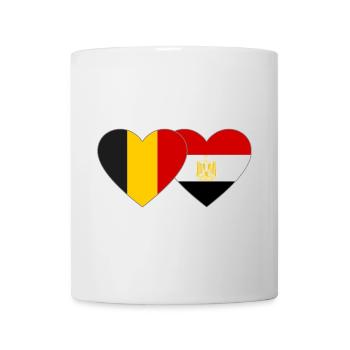 Belgium Egypt Flag Hands Heart Shape - Mug - white - Front