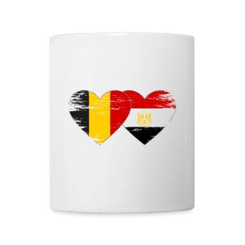Belgium Egypt Flag Hands Heart Shape Used - Mug - white - Front