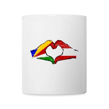 Seychelles Austria flag hands heart shape used - Mug - white - Front