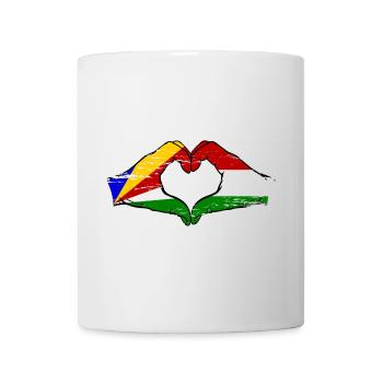 Seychelles Hongrie drapeau mains forme de coeur utilisé - Mug blanc - blanc - Devant