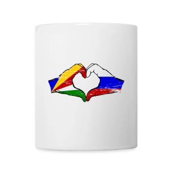 Seychelles Russie Drapeau Mains Coeur Forme Utilisé - Mug blanc - blanc - Devant