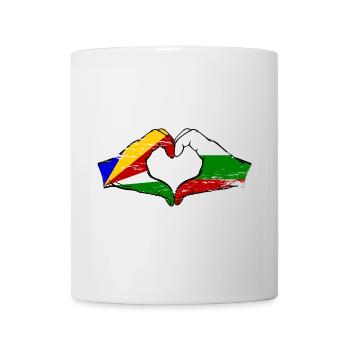 Seychelles Bulgarie drapeau mains forme de coeur utilisé - Mug blanc - blanc - Devant