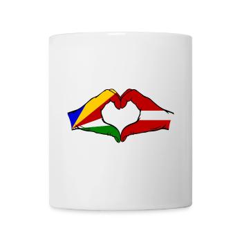 Seychelles Lettonie Drapeau Mains Coeur - Mug blanc - blanc - Devant