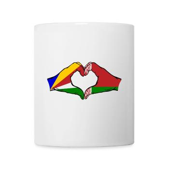 Seychelles Biélorussie Drapeau Mains Coeur Forme - Mug blanc - blanc - Devant