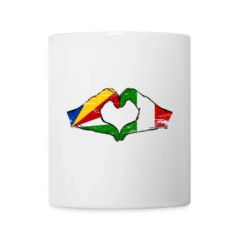 Seychelles Italy Flag Hands Heart Shape Used - Mug - white - Front