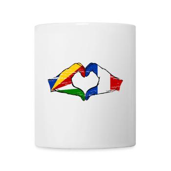 Seychelles France Drapeau Mains Coeur Forme Utilisé - Mug blanc - blanc - Devant
