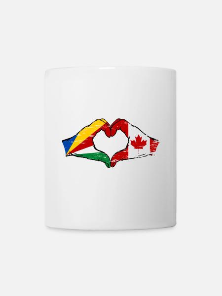 Seychellen Kanada Flagge Hände Herzform used - Tasse - Weiß