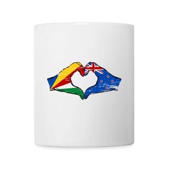 Seychelles Nouvelle-Zélande drapeau mains forme de coeur utilisé - Mug blanc - blanc - Devant