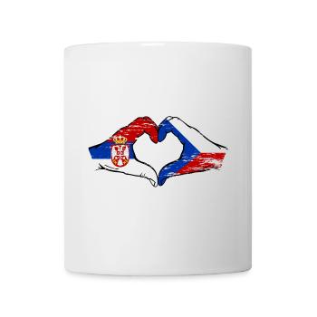 Serbien Tschechien Flagge Hände Herzform used - Tasse - Weiß - Vorne