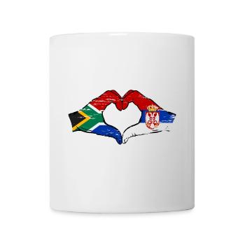 Afrique du Sud Serbie drapeau mains coeur utilisé - Mug blanc - blanc - Devant