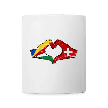 Seychelles Suisse Drapeau Mains Coeur Forme Utilisé - Mug blanc - blanc - Devant