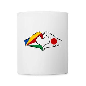Seychelles Japon Drapeau Mains Coeur Forme - Mug blanc - blanc - Devant