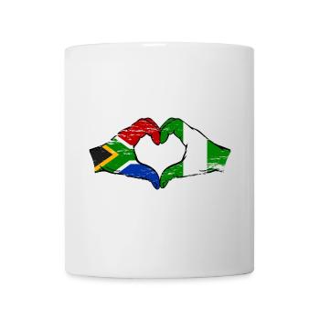 Afrique du Sud Nigeria Drapeau Mains Coeur Forme Utilisé - Mug blanc - blanc - Devant